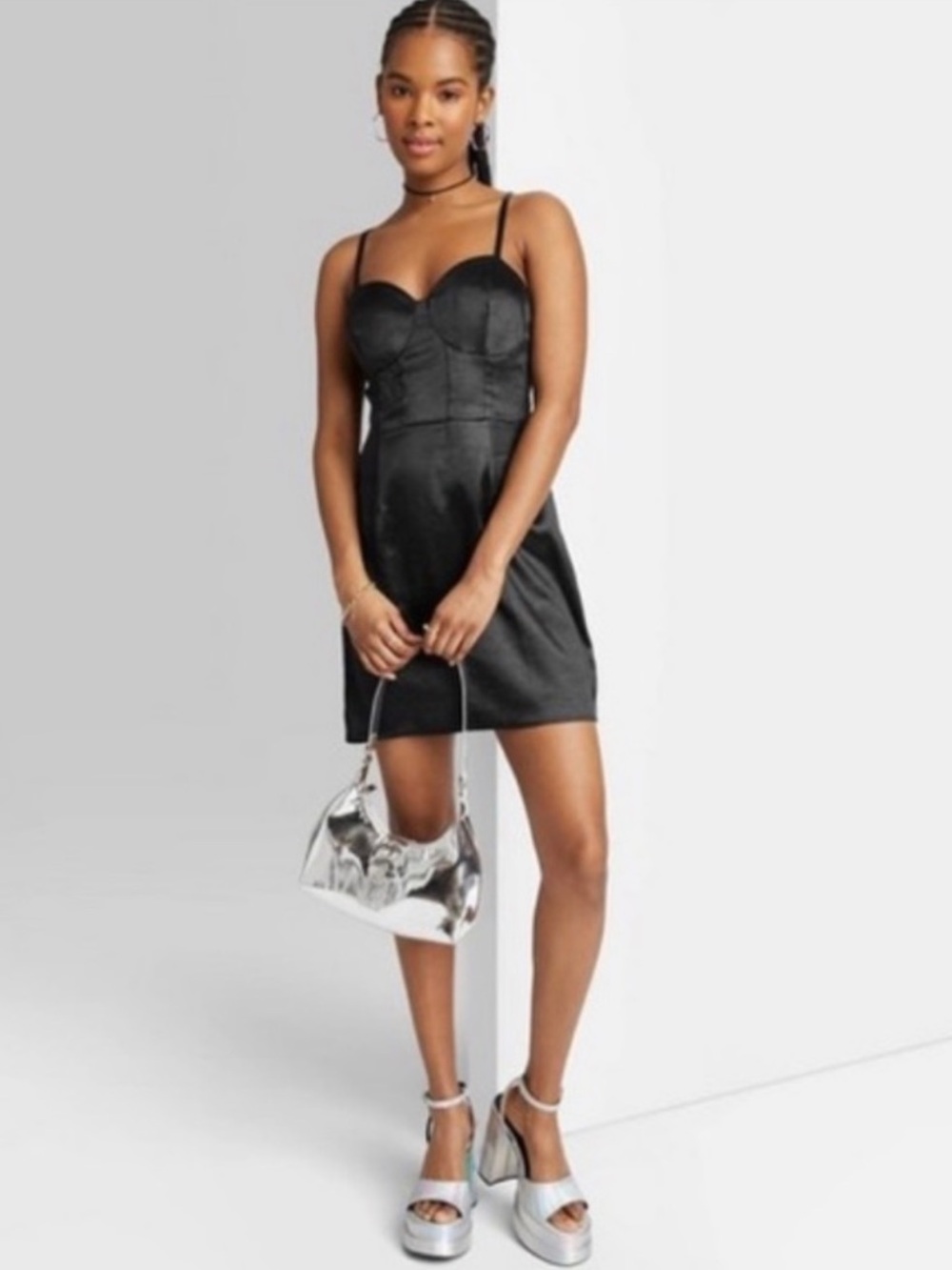 NWT Wild Fable Black Bodycon Corset Dress Adjustable Straps Women
